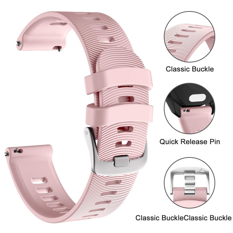 ISABAKE Watch Band for Garmin Forerunner 245/245 Music/Forerunner 645/645 Music,Compatible with Garmin Vivoactive 3 /Venu Sq/Vivomove HRï¼Œ20mm Soft Silicone Replacement Wristbands (Pink) - Image 3